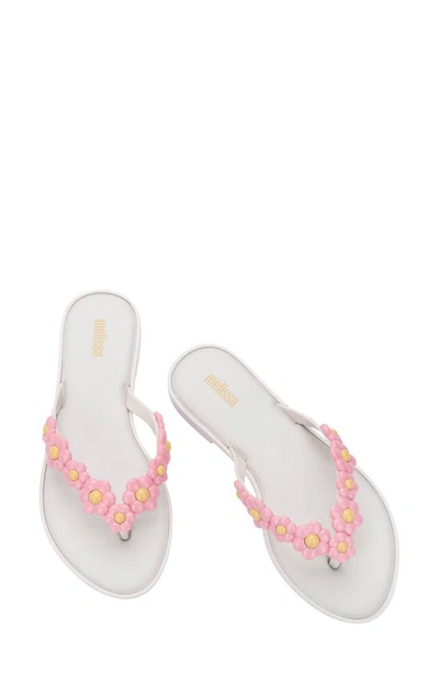 Shop Melissa Spring Flip Flop In White/ Pink