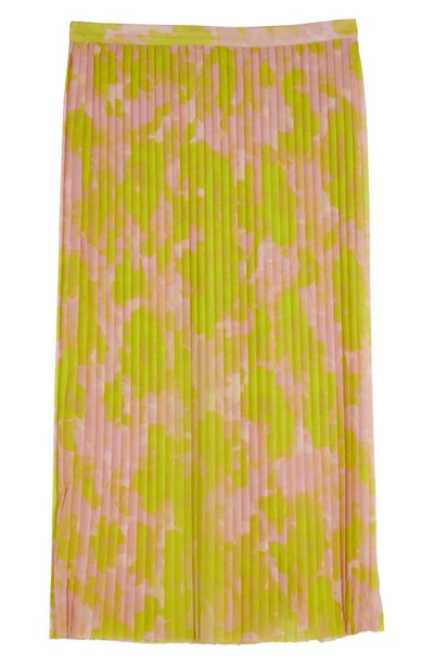 Shop Dries Van Noten Sarean Floral Print Pleated Georgette Mid In Yellow