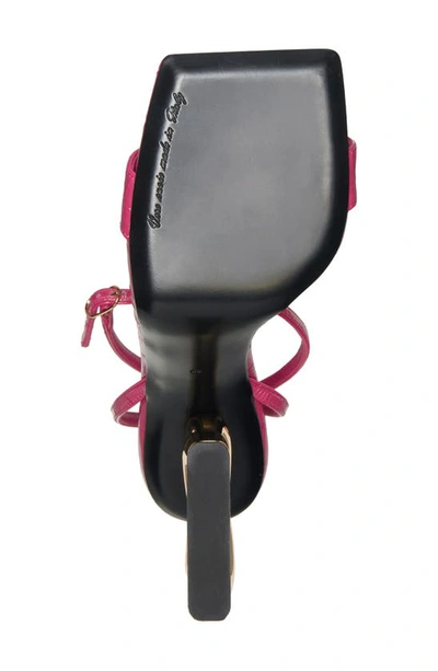 Shop Dolce & Gabbana Vernice Logo Heel Ankle Strap Sandal In Ciclamino/ Geranio