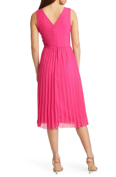 Shop Sam Edelman Pleated Skirt Sleeveless Dress In Fuchsia