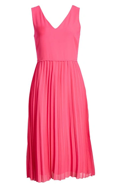 Shop Sam Edelman Pleated Skirt Sleeveless Dress In Fuchsia