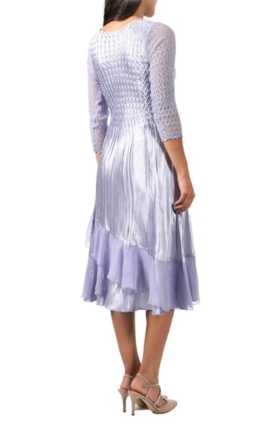Komarov V-neck Three-quarter Sleeve A-line Midi Dress In Lilac