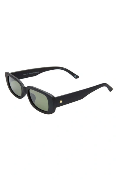 Shop Aire 51mm Ceres Rectangular Sunglasses In Black / Green Mono Polar