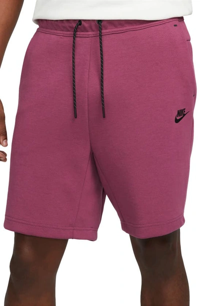 Shop Nike Sportswear Tech Fleece Shorts In Rosewood/ Black