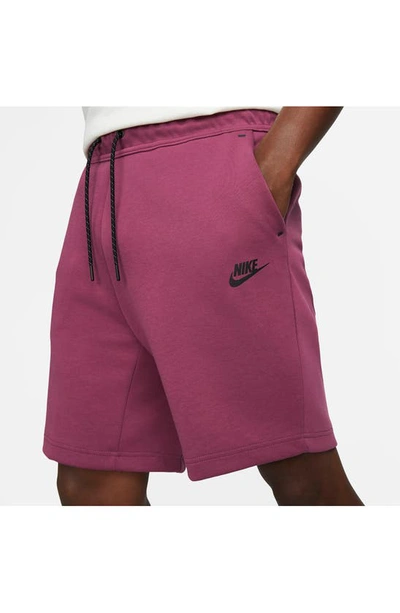 Shop Nike Sportswear Tech Fleece Shorts In Rosewood/ Black