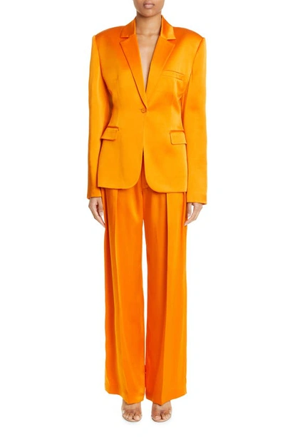 Shop Lapointe One-button Satin Blazer In Tangerine