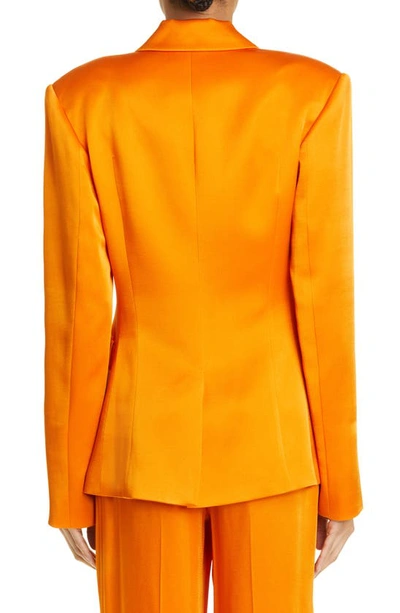 Shop Lapointe One-button Satin Blazer In Tangerine