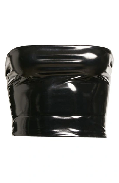 Shop Lapointe Faux Patent Leather Tube Top In Black