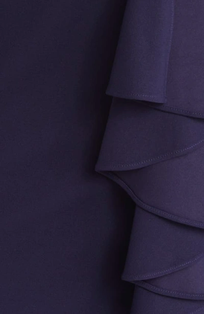 Tahari Asl Side Drape Sheath Dress In Midnight Navy