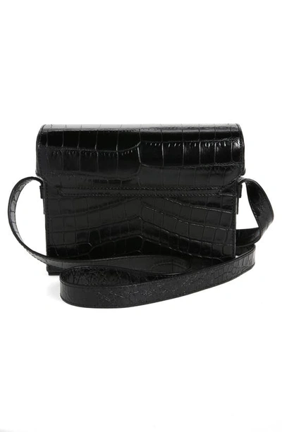 Shop Saint Laurent June Binocular Croc Embossed Shoulder Bag In Nero