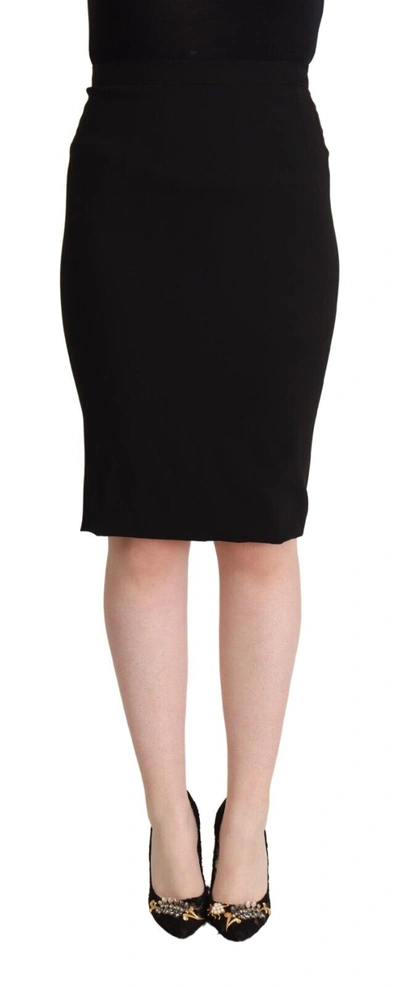 Shop Dolce & Gabbana Black High Waist Knee Length Pencil Cut Women's Skirt