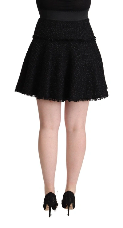 Shop Dolce & Gabbana Black Knitted Nylon High Waist Mini A-line Women's Skirt