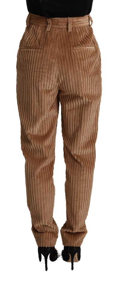 Shop Dolce & Gabbana Brown Corduroy Cotton Trouser Tapered Women's Pants