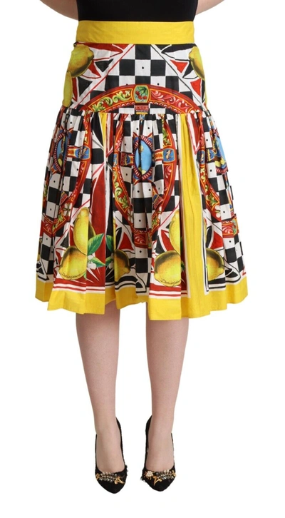 Shop Dolce & Gabbana Multicolor Carretto High Waist A-line Pleated Women's Skirt