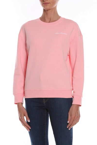 Shop Love Moschino Pink Cotton Women's Sweater