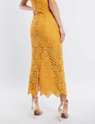 Shop Bcbgmaxazria Lanai Skirt In Gold