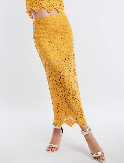 Shop Bcbgmaxazria Lanai Skirt In Gold