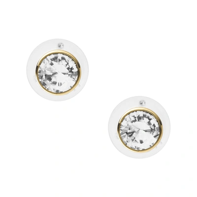 Fossil Women's Gold Tone Brass Stud Earring Gold Brass Stud Earring In White
