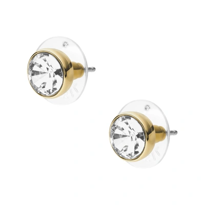 Fossil Women's Gold Tone Brass Stud Earring Gold Brass Stud Earring In White