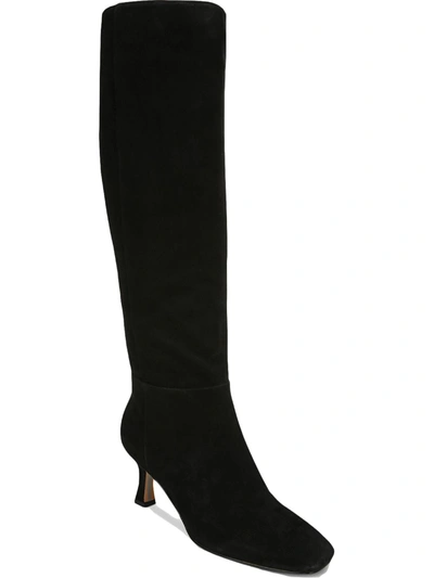 Shop Sam Edelman Lillia Womens Leather Kitten Heels Knee-high Boots In Black