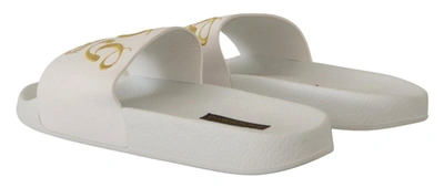 Shop Dolce & Gabbana Leather Luxury Hotel Slides Sandals Men's Shoes In White
