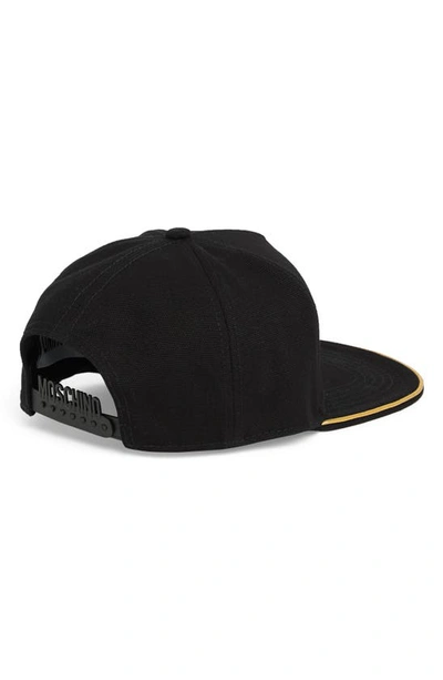 Shop Moschino Appliqué Snapback Hat In Black