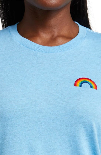Aviator Nation Rainbow Embroidered Long Sleeve T-shirt In Sky