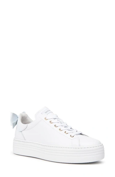 Nerogiardini Bow Skater Platform Sneakers W/ Bow, White In White