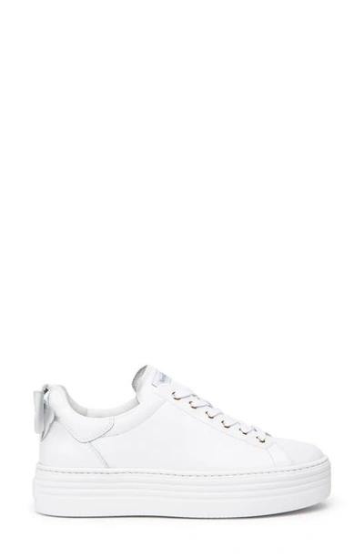 Nerogiardini Bow Skater Platform Sneakers W/ Bow, White In White