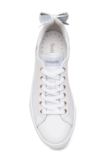 Nerogiardini Bow Skater Platform Sneakers W/ Bow, White In White