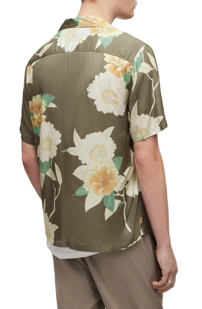 Shop Allsaints Alamein Short Sleeve Button-up Shirt In Khaki Green