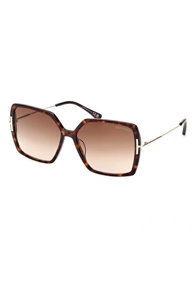 Shop Tom Ford Joanna 59mm Gradient Butterfly Sunglasses In Shiny Havana Rose Gold / Brown