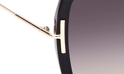 Tom Ford Joanna 59mm Gradient Polarized Butterfly Sunglasses In Shiny Black Rose Gold / Smoke