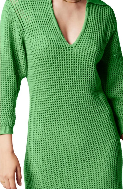 Shop Equipment Remy Open Stitch Cotton Sweater Dress In Bright Jadesheen