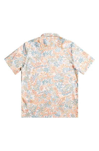 Shop Quiksilver Surfadelica Floral Short Sleeve Hemp & Cotton Button-up Shirt In Birch