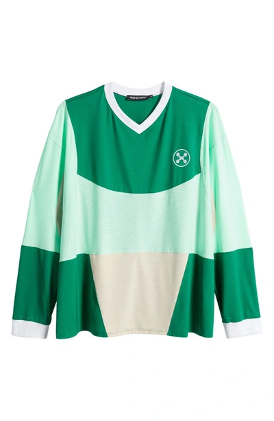 Shop Head Of State Gender Inclusive Home & Away Long Sleeve Jersey In Green/ Cream