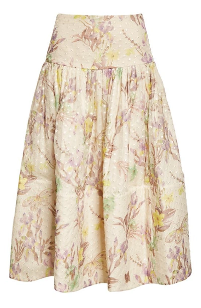 Shop Alexis Phoebe Floral Clip Dot Midi Skirt In Floral Embroidered