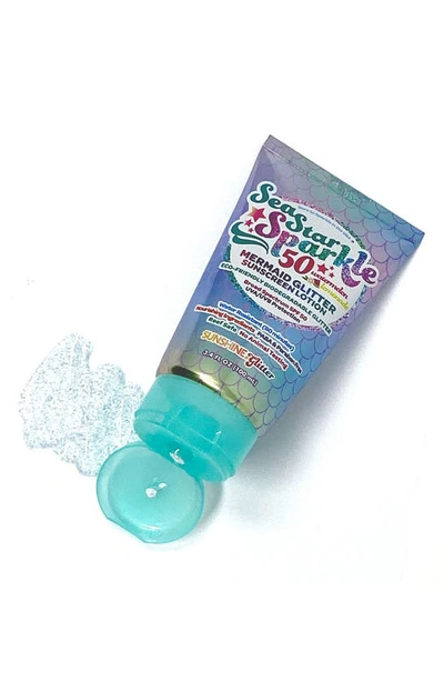 Shop Sunshine & Glitter Kids' Seastar Sparkle Mermaid Reef Safe Biodegradable Glitter Sunscreen Spf 50 In Teal