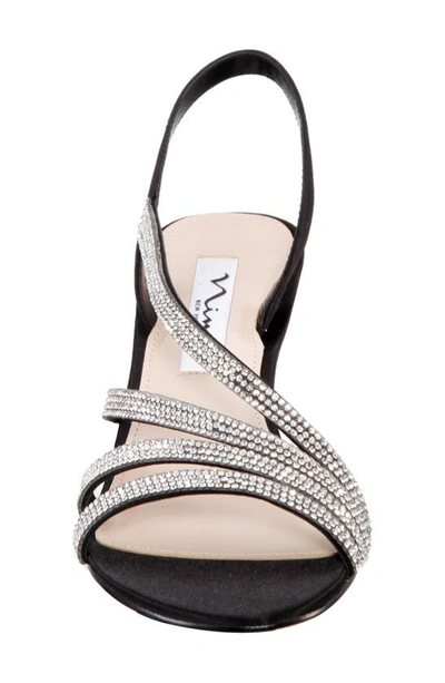 Shop Nina Noura Slingback Sandal In Black Luster Satin