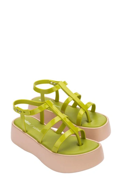Shop Melissa X Salinas Caribe Platform Sandal In Beige/ Green