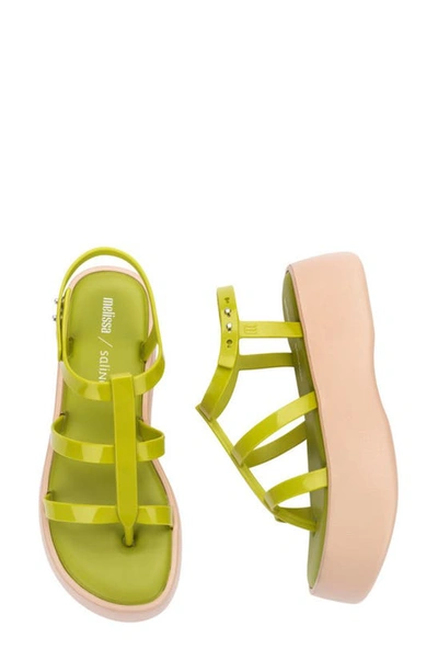Shop Melissa X Salinas Caribe Platform Sandal In Beige/ Green