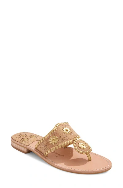 Shop Jack Rogers Jacks Flip Flop In Natural Cork/ Gold