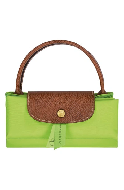 Shop Longchamp Le Pliage Green Recycled Nylon Canvas Small Top Handle Bag