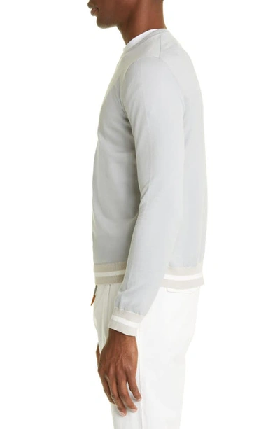 Eleventy Sea Island Cotton Crewneck Sweater In Light Blue - Sand - White