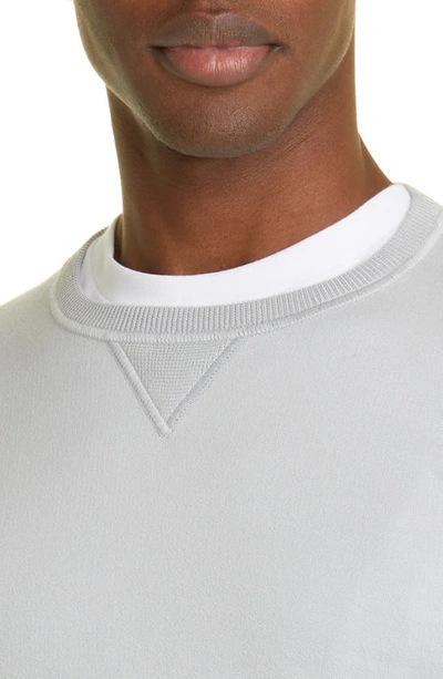Eleventy Sea Island Cotton Crewneck Sweater In Light Blue - Sand - White