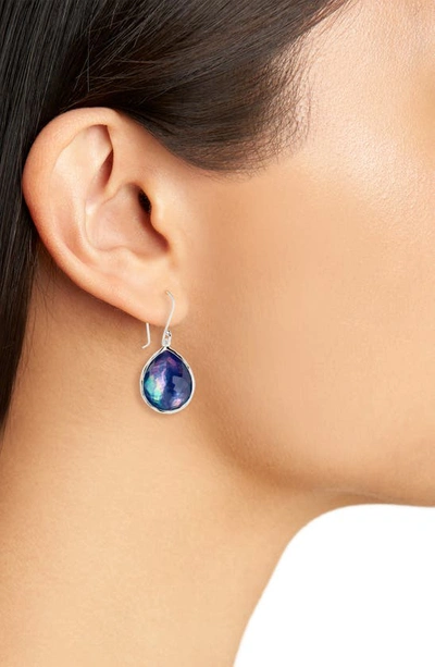 Ippolita Sterling Silver Rock Candy Mother-of-pearl, Lapis & Clear Quartz Crystal Triplet Drop Earrings In Lapis