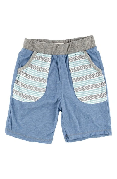 Shop Miki Miette Kids' Alek Colorblock Cotton Shorts In Blue