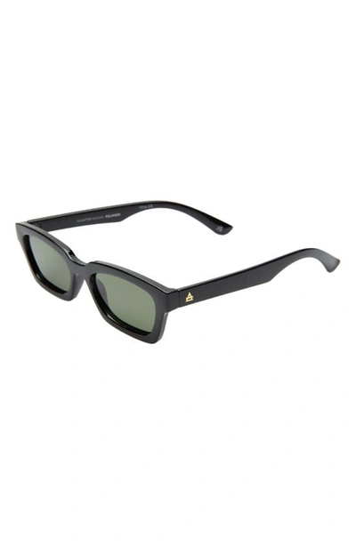 Shop Aire 50mm Sculptor Polarized Rectangular Sunglasses In Black / Green Mono Polar