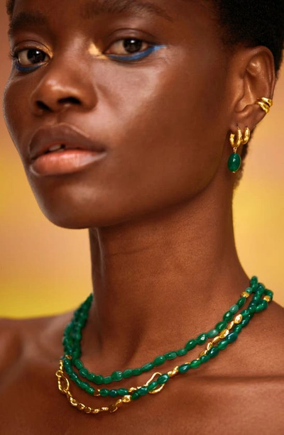 Shop Monica Vinader Rio Stone Huggie Drop Earrings In 18ct Gold Vermeil
