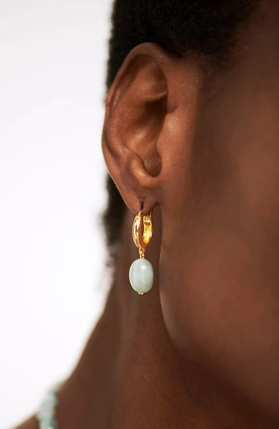 Shop Monica Vinader Rio Stone Huggie Drop Earrings In 18ct Gold Vermeil On Sterling